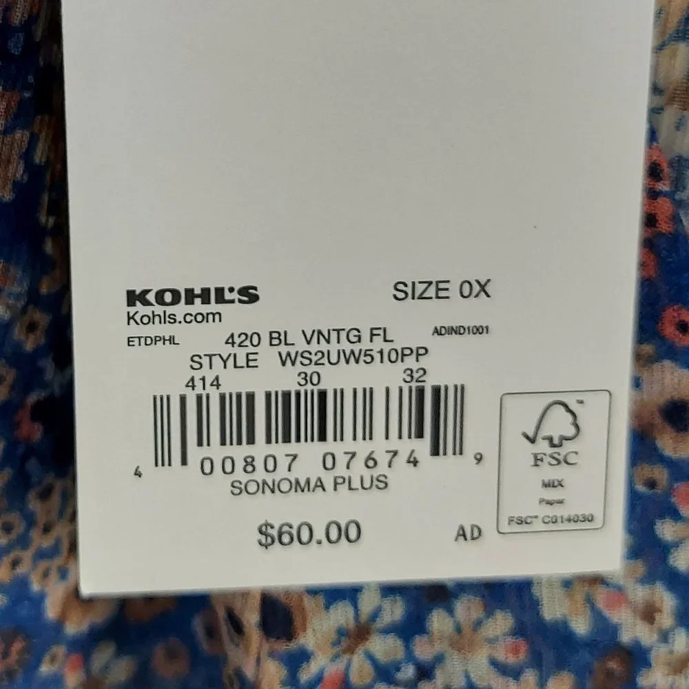 NWT SONOMA RUFFLE TIERED FLORAL DUSTER (PLUS SIZE)
